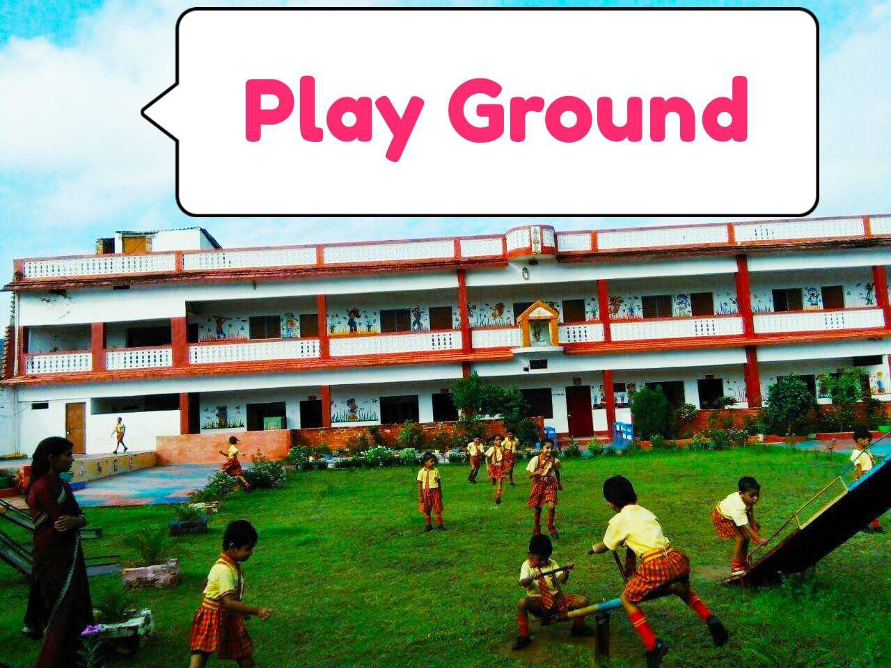 School Building with Playground