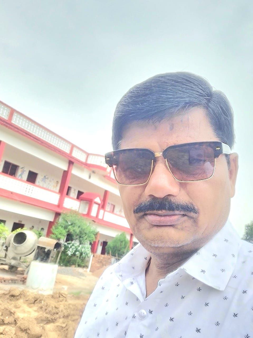 School Building with Director